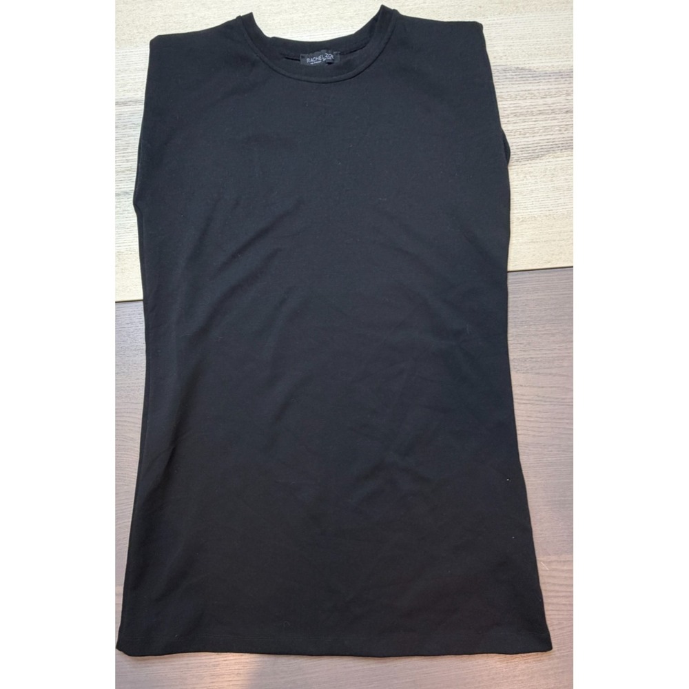 Rachel‎ Zoe Dress Women Medium Sleeveless Padded Shoulder Crew Neck Onyx